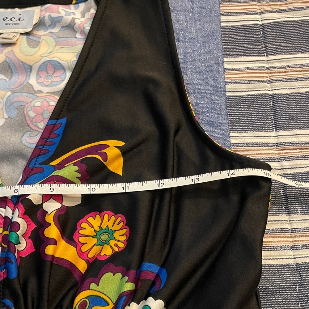 ECI New York Black Dress with Colorful Floral Patterns and beading! - Picture 6 of 6